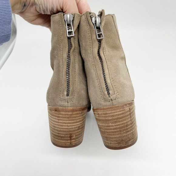 Madewell Pauline Suede Ankle Boots Shoes Sz 7 Taupe Tan Back Zipper Heels Casual - Picture 10 of 10